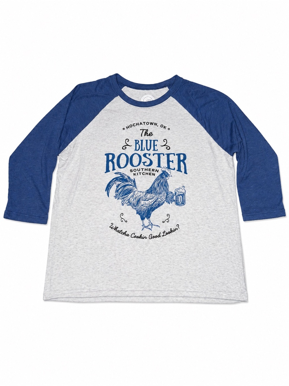 The Blue Rooster Raglan Tee - Blue/Gray